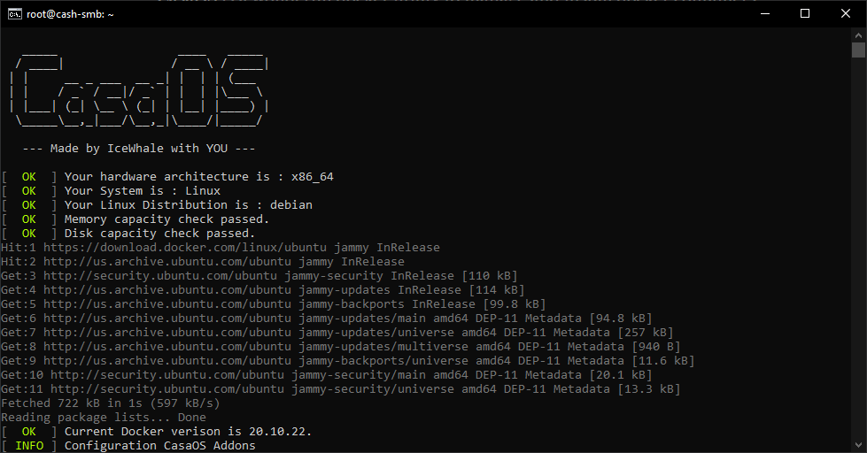 Casa OS/Docker Installation